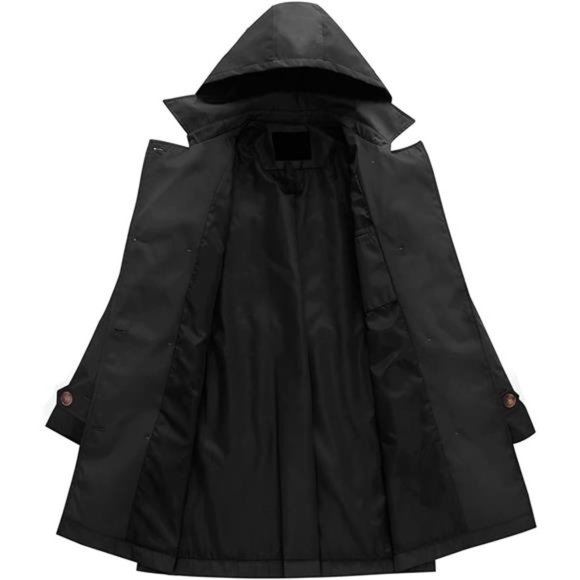 Women's Double Breasted Trench Coat Mid-Length Belted Overcoat Long Dress Jacket - Picture 3 of 8